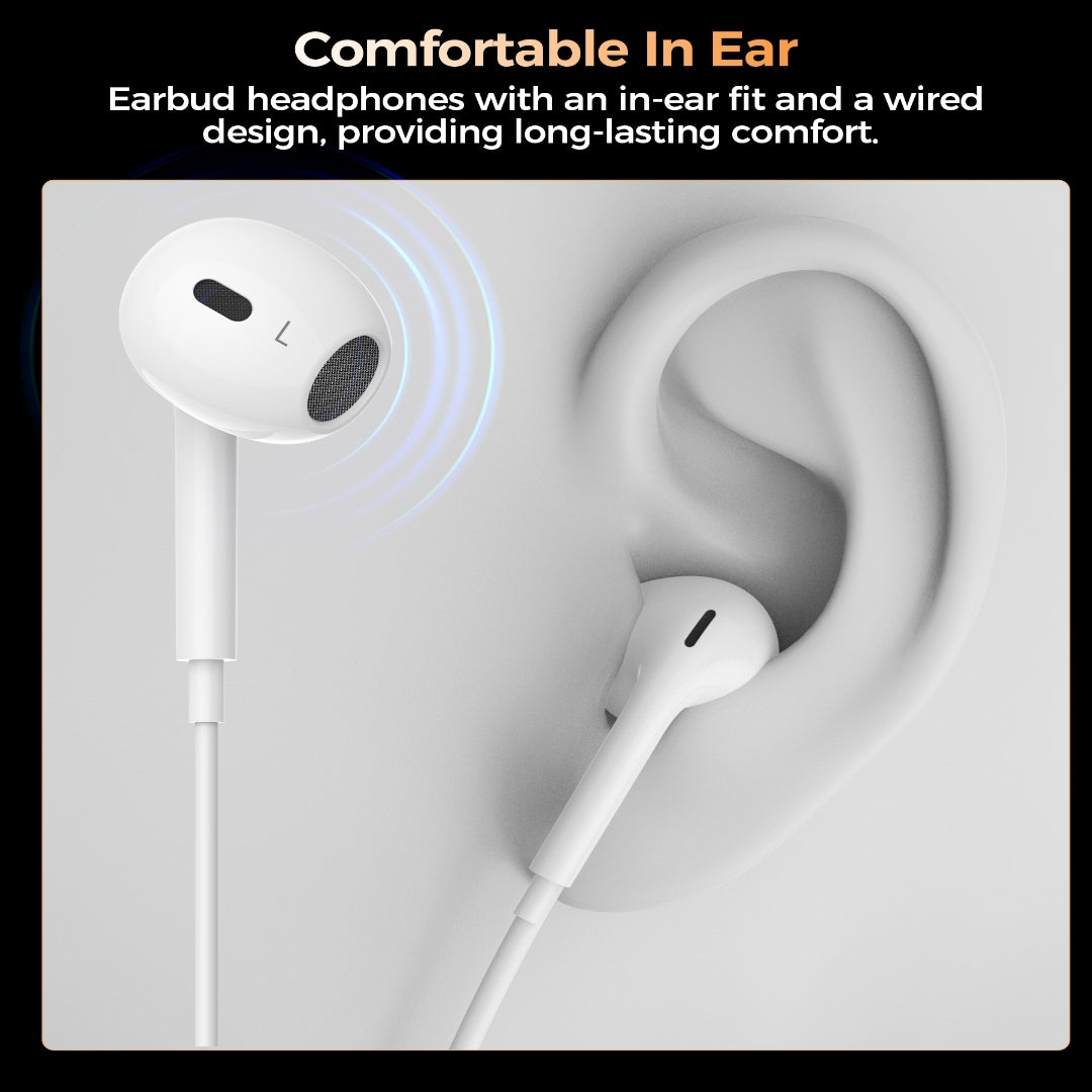 Choetech OC-A016 3.5mm lateral in ear Stereo sound Wired Headphones White V28-ELECHOOCA016