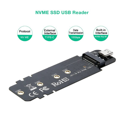 CHOETECH PC-HDE02 M.2 to USB SSD Reader (Enclosure only) Supports M-Key (PCI-E NVMe-based) V28-ELECHOPCHDE02