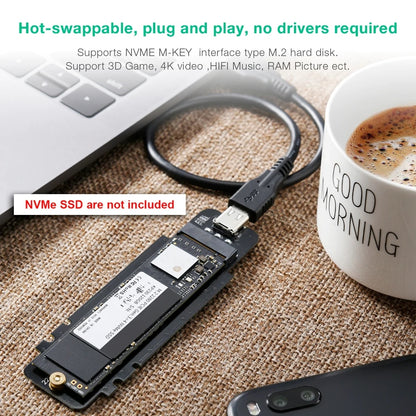 CHOETECH PC-HDE02 M.2 to USB SSD Reader (Enclosure only) Supports M-Key (PCI-E NVMe-based) V28-ELECHOPCHDE02