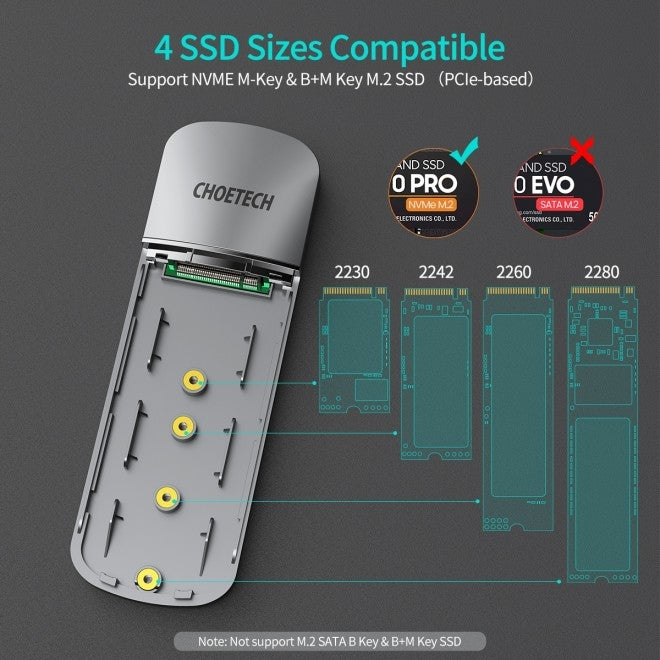 Choetech PC-HDE16 USB-C to M.2 B-Key Hard Drive Enclosure (10Gbps) V28-ELECHOPCHDE16