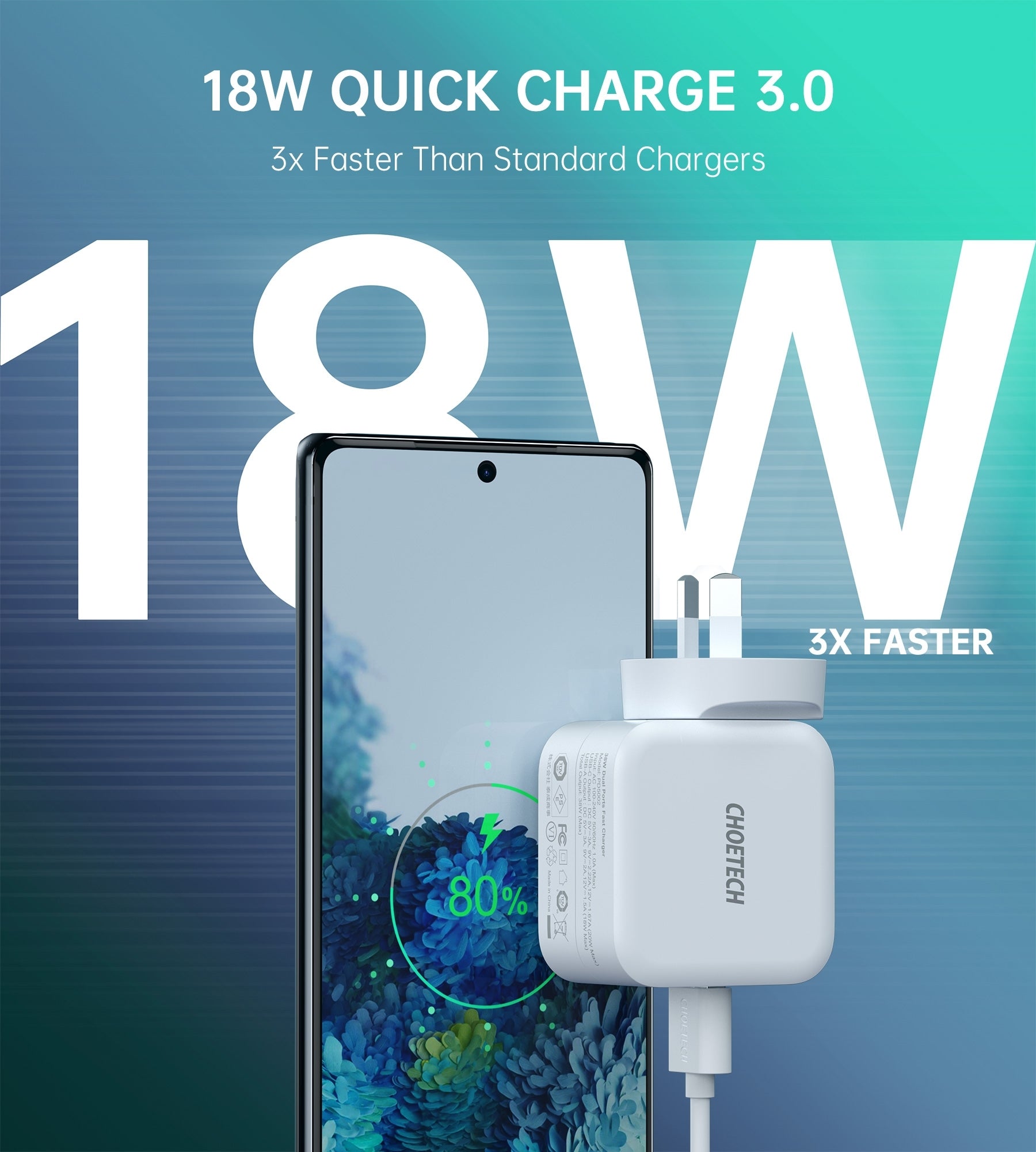 CHOETECH PD5002 QC3.0 18W + PD 20W Fast Charger V28-ELECHOPD5002