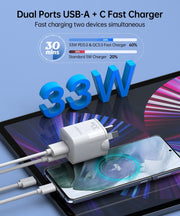 CHOETECH PD5006 33W Dual Port Wall Charger V28-ELECHOPD5006