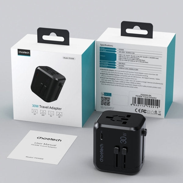 CHOETECH PD5008 30W Fast Universal GaN Travel Charger V28-ELECHOPD5008