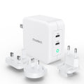 CHOETECH PD6008 GAN Dual Type-C 100w Travel Charger (US/EU/UK/AU) V28-ELECHOPD6008