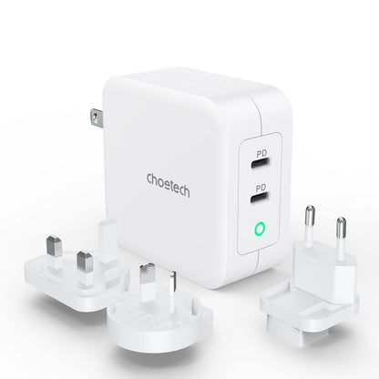 CHOETECH PD6008 GAN Dual Type-C 100w Travel Charger (US/EU/UK/AU) V28-ELECHOPD6008