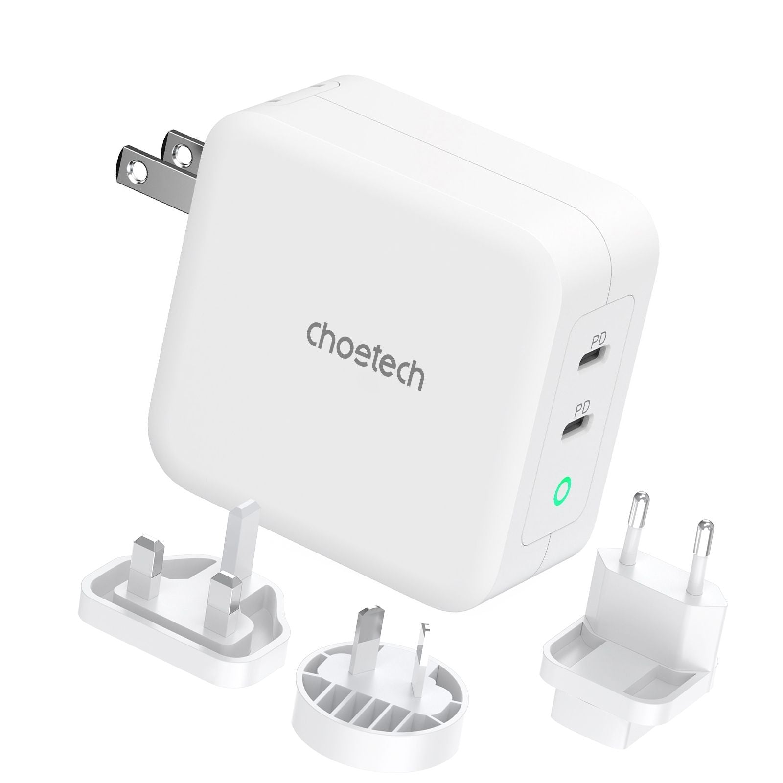 CHOETECH PD6008 GAN Dual Type-C 100w Travel Charger (US/EU/UK/AU) V28-ELECHOPD6008