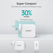CHOETECH PD6008 GAN Dual Type-C 100w Travel Charger (US/EU/UK/AU) V28-ELECHOPD6008