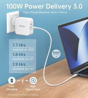 CHOETECH PD6008 GAN Dual Type-C 100w Travel Charger (US/EU/UK/AU) V28-ELECHOPD6008