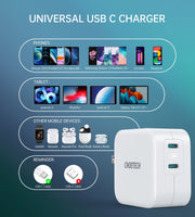 Choetech PD6009 40W Dual Fast USB C Charger 2-Port 20W PD 3.0 With Foldable Plug V28-ELECHOPD6009