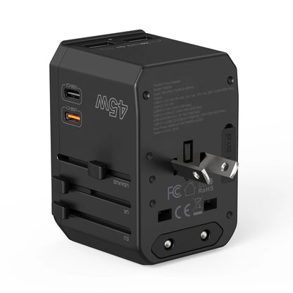 CHOETECH PD6045 GaN Tech 2C+2A 45W Travel Adapter with US EU UK AU Plugs Black V28-ELECHOPD6045
