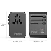 CHOETECH PD6045 GaN Tech 2C+2A 45W Travel Adapter with US EU UK AU Plugs Black V28-ELECHOPD6045