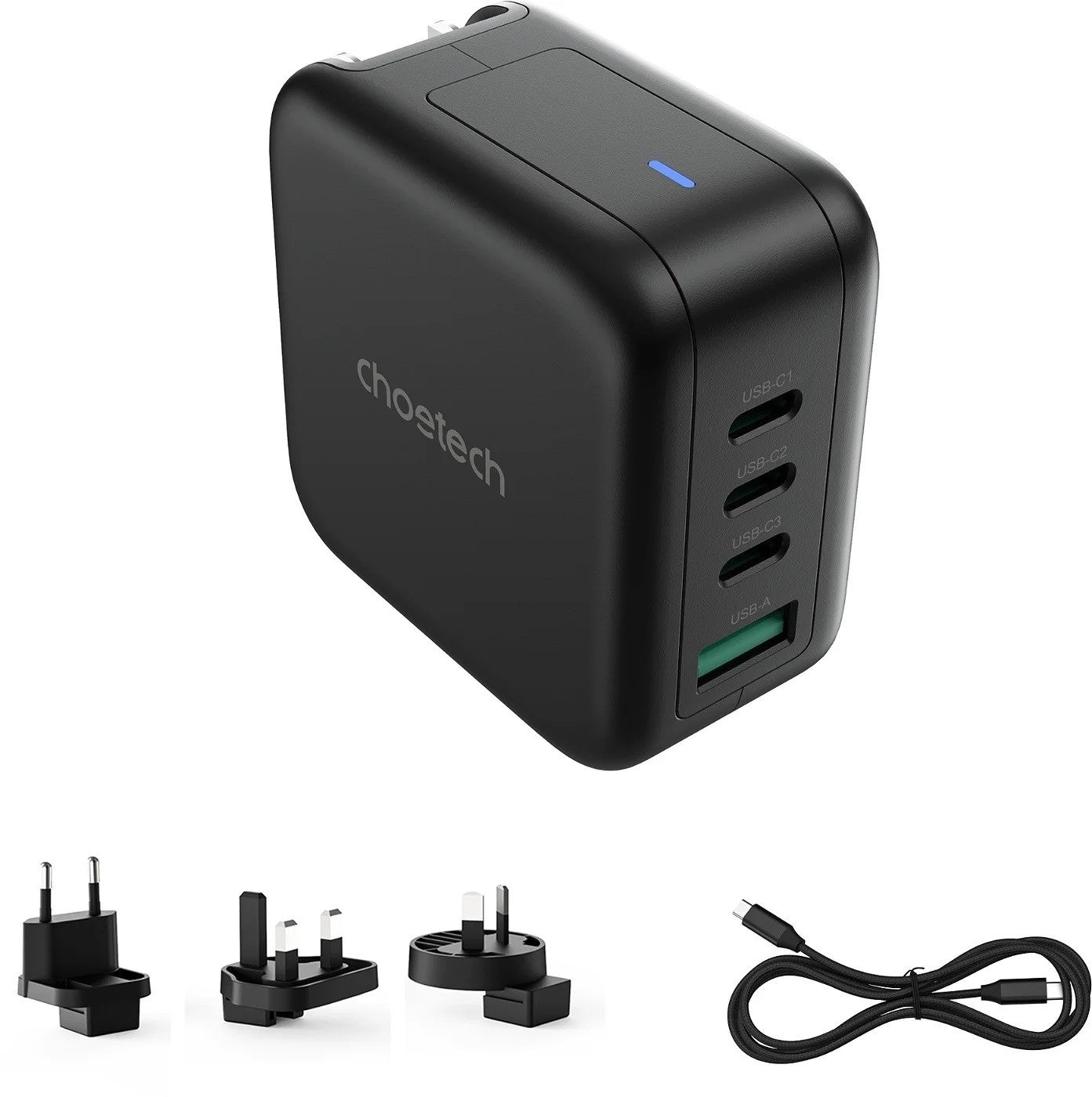 CHOETECH PD6055 GAN USB-C + USB-A 70w Travel Charger (US/EU/UK/AU) V28-ELECHOPD6055