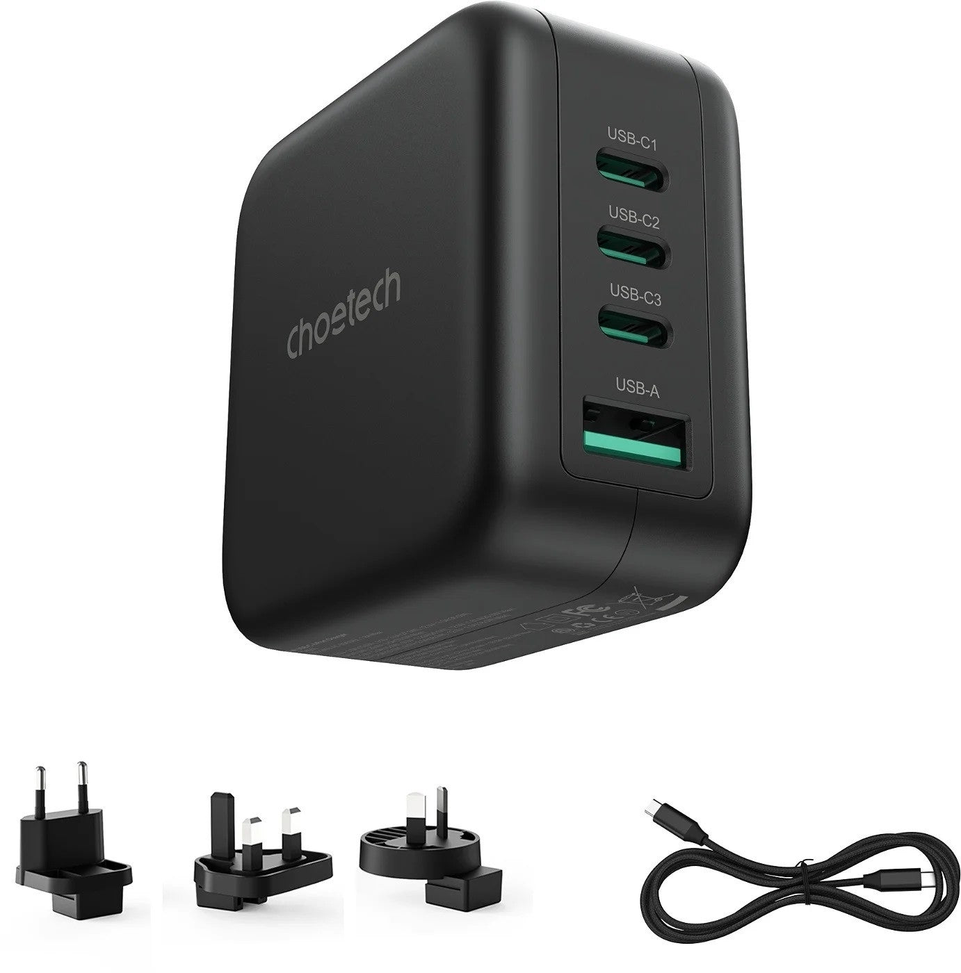CHOETECH PD6055 GAN USB-C + USB-A 70w Travel Charger (US/EU/UK/AU) V28-ELECHOPD6055