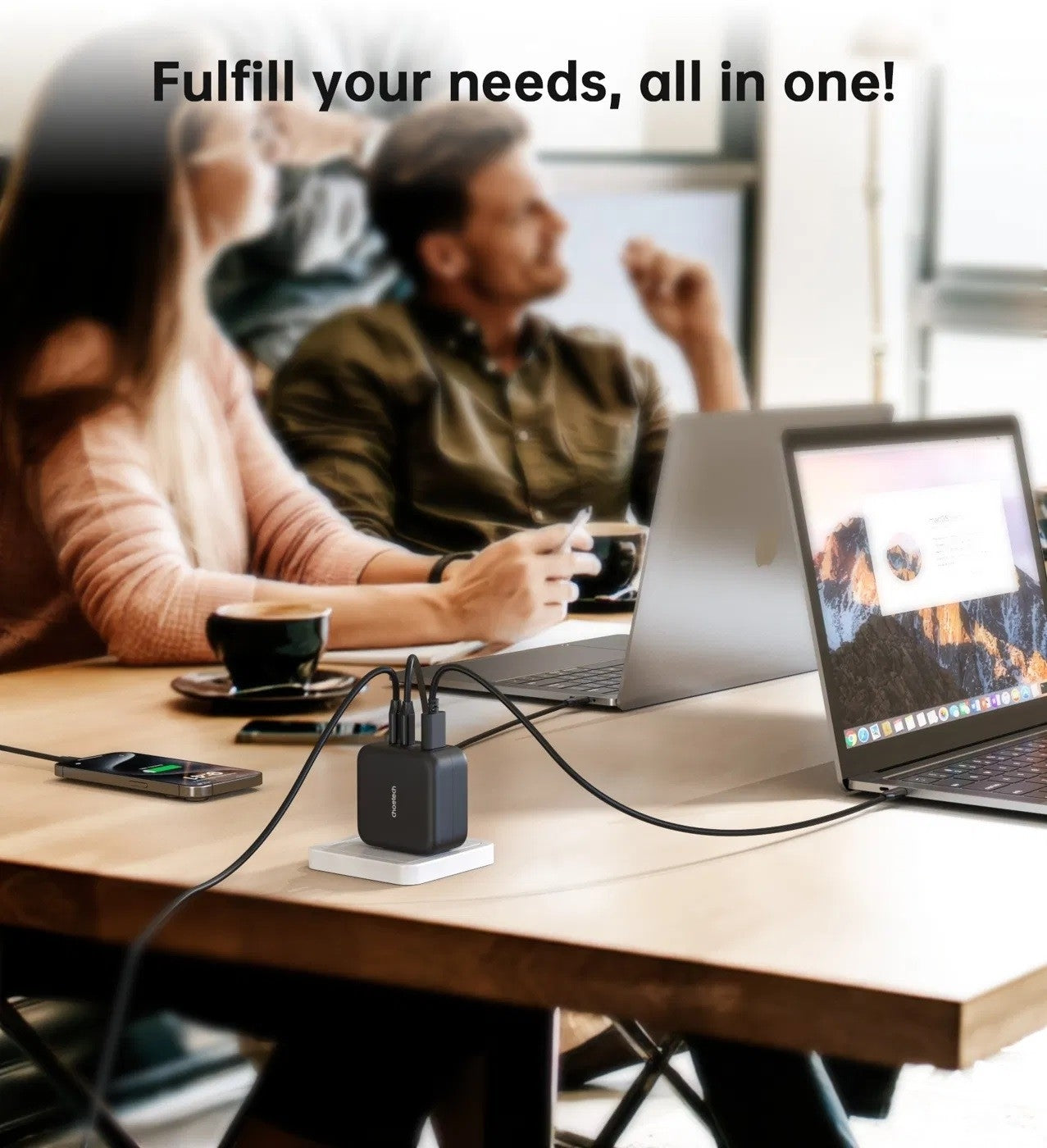 CHOETECH PD6055 GAN USB-C + USB-A 70w Travel Charger (US/EU/UK/AU) V28-ELECHOPD6055
