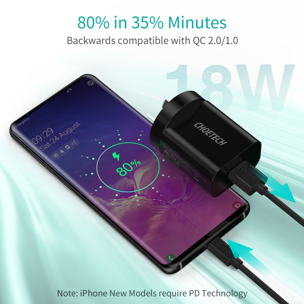 CHOETECH Q5003 18W QC Quick Charger (Black) V28-ELECHOQ5003BK