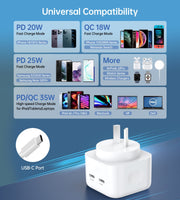 CHOETECH Q5008 PD 35W Dual USB-C Charger V28-ELECHOQ5008