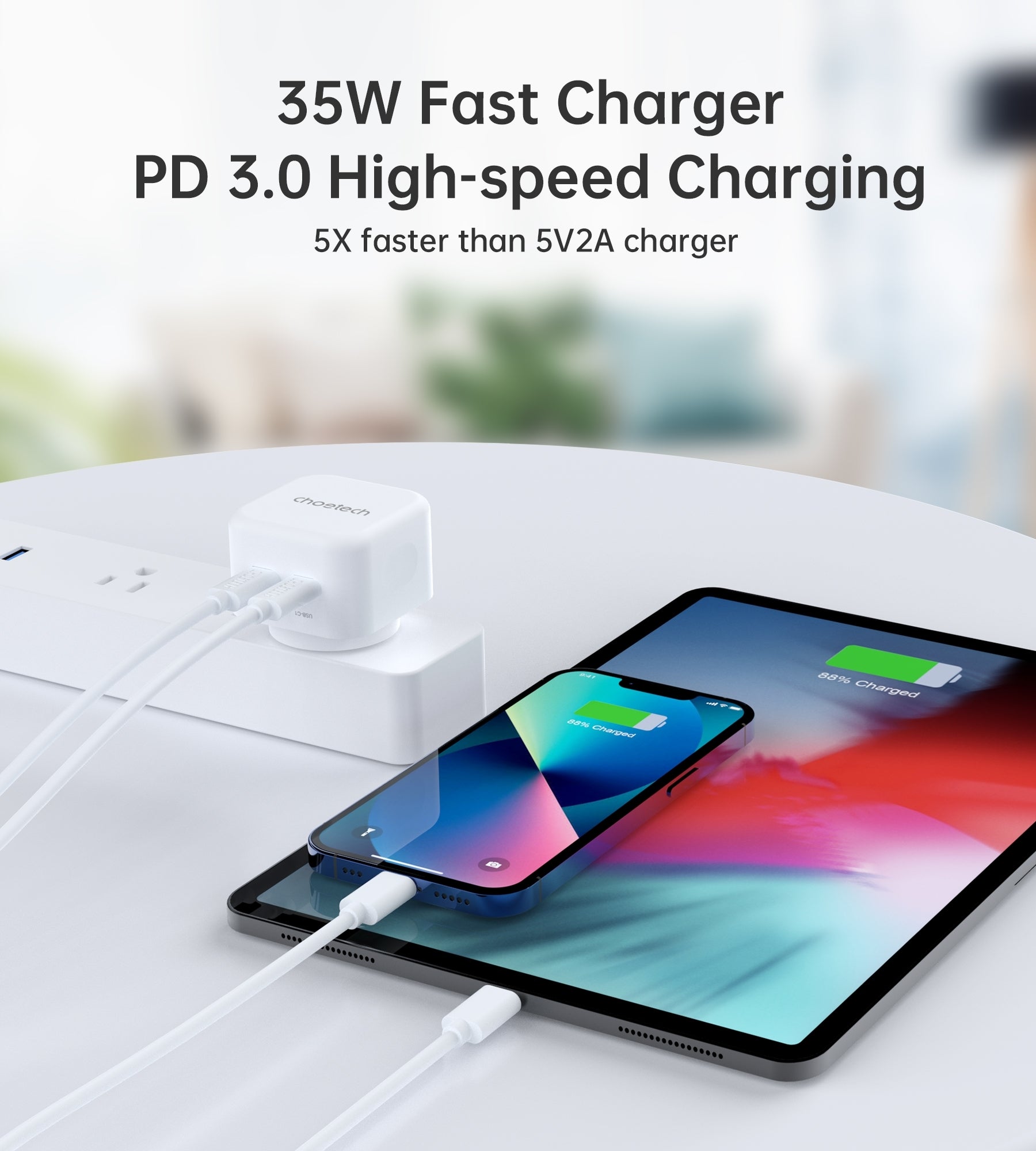 CHOETECH Q5008 PD 35W Dual USB-C Charger V28-ELECHOQ5008