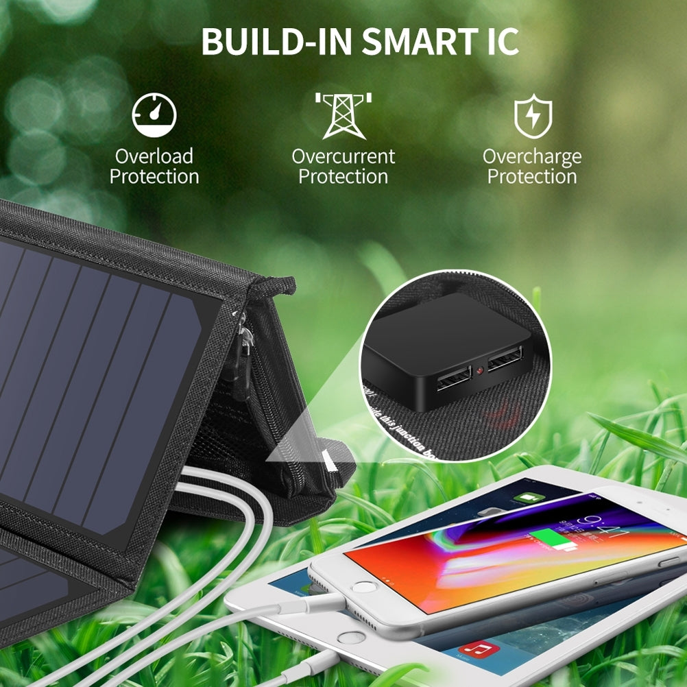 CHOETECH SC001 19W Portable Solar Panel Charger SunPower Panels Dual USB Charger for Camping/RV/Outdoors V28-ELECHOSC001
