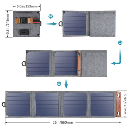CHOETECH SC004 14W USB Foldable Solar Powered Charger V28-ELECHOSC004