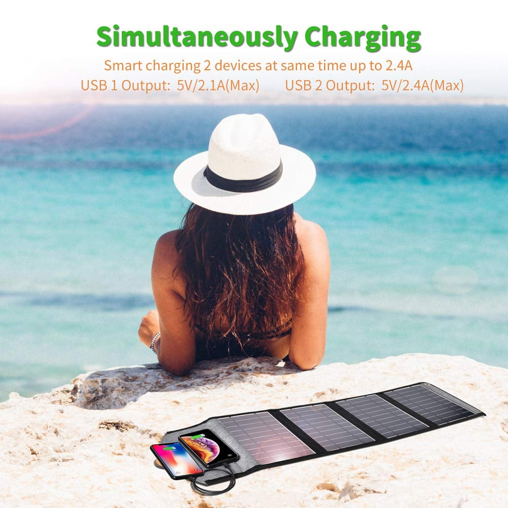 CHOETECH SC005 22W Portable Waterproof Foldable Solar Panel Charger (Dual USB Ports) V28-ELECHOSC005
