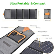 CHOETECH SC005 22W Portable Waterproof Foldable Solar Panel Charger (Dual USB Ports) V28-ELECHOSC005