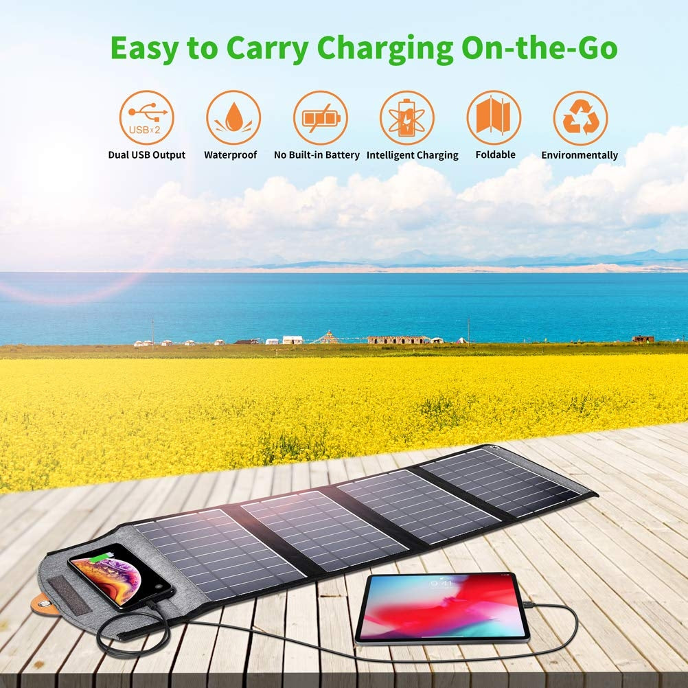 CHOETECH SC005 22W Portable Waterproof Foldable Solar Panel Charger (Dual USB Ports) V28-ELECHOSC005