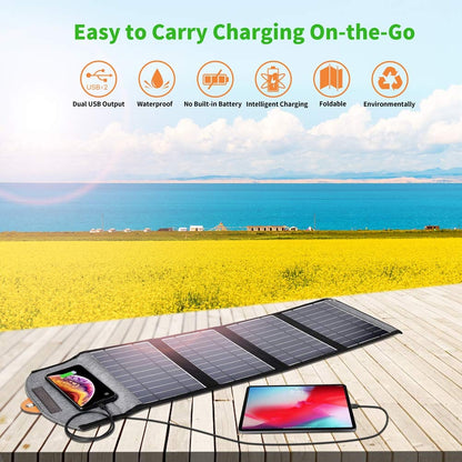 CHOETECH SC005 22W Portable Waterproof Foldable Solar Panel Charger (Dual USB Ports) V28-ELECHOSC005