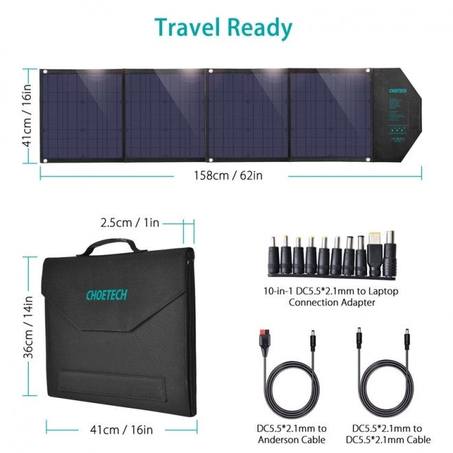 CHOETECH SC007 Solar Panel Portable Charger 80W 18V with USB-C PD 30W V28-ELECHOSC007