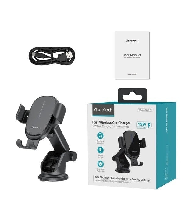 CHOETECH T203-F 15W Gravity Car Charger Holder V28-ELECHOT203F