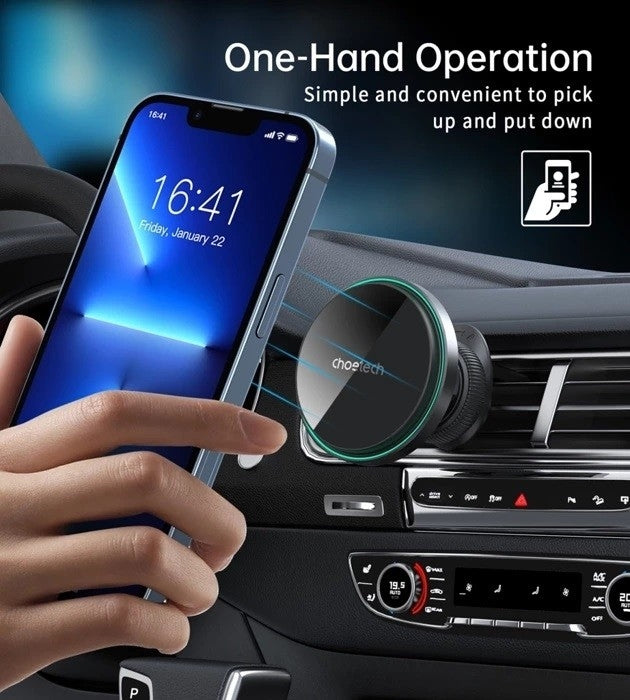 CHOETECH T205-F 15W Magnetic Car Charger Holder with LED Light (PC housing) V28-ELECHOT205F