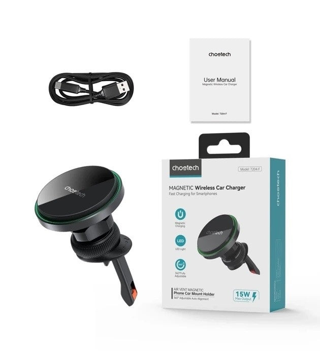 CHOETECH T205-F 15W Magnetic Car Charger Holder with LED Light (PC housing) V28-ELECHOT205F