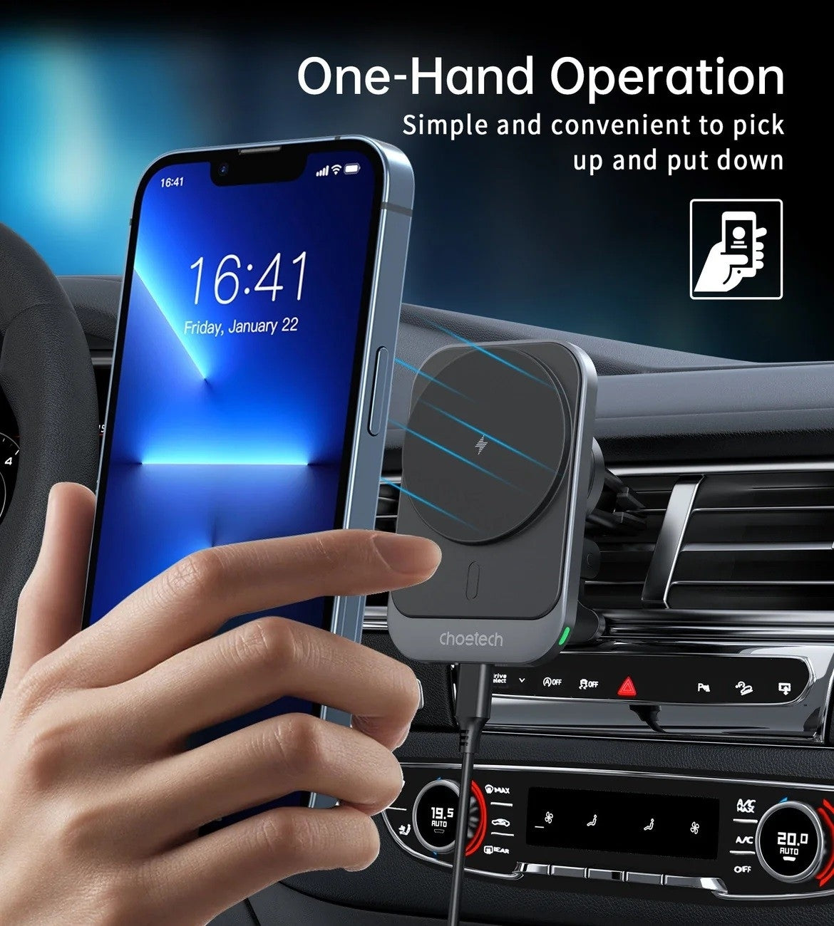 CHOETECH T206-F 15W Magnetic Car Charger Holder V28-ELECHOT206F