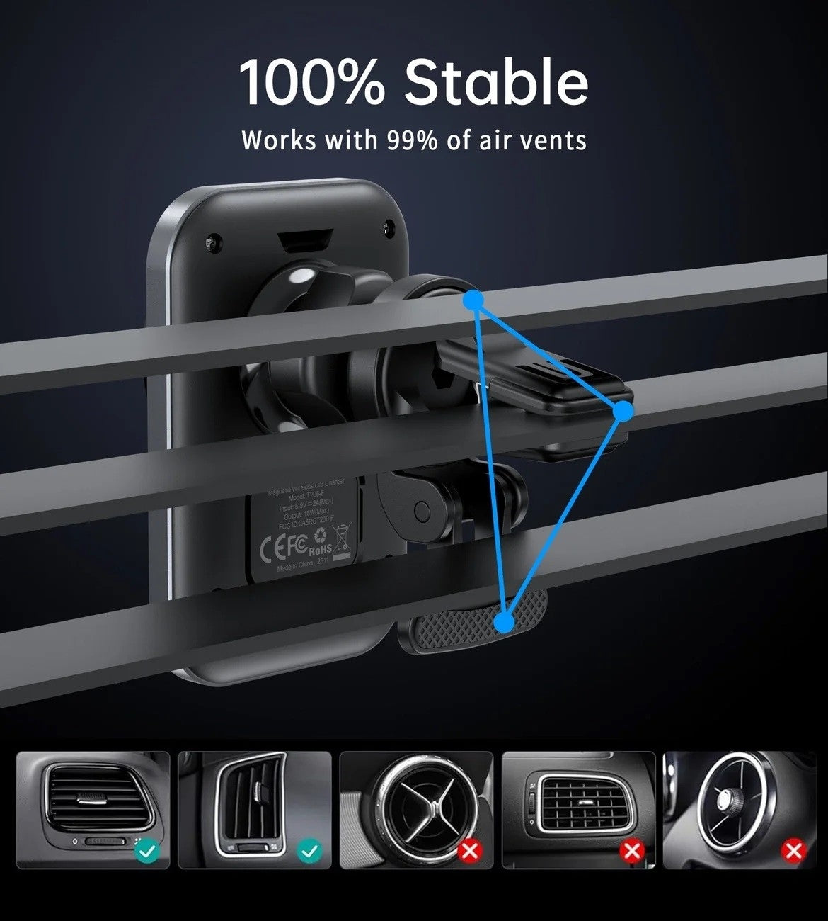CHOETECH T206-F 15W Magnetic Car Charger Holder V28-ELECHOT206F
