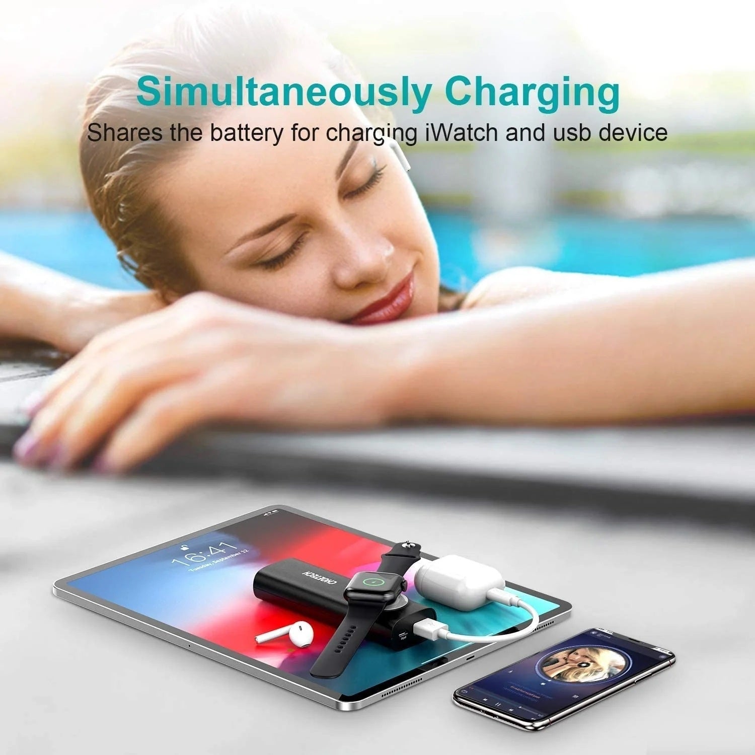 CHOETECH T315 2-in-1 Portable Wireless iWatch Quick Charger 5000mAh Power Bank V28-ELECHOT315