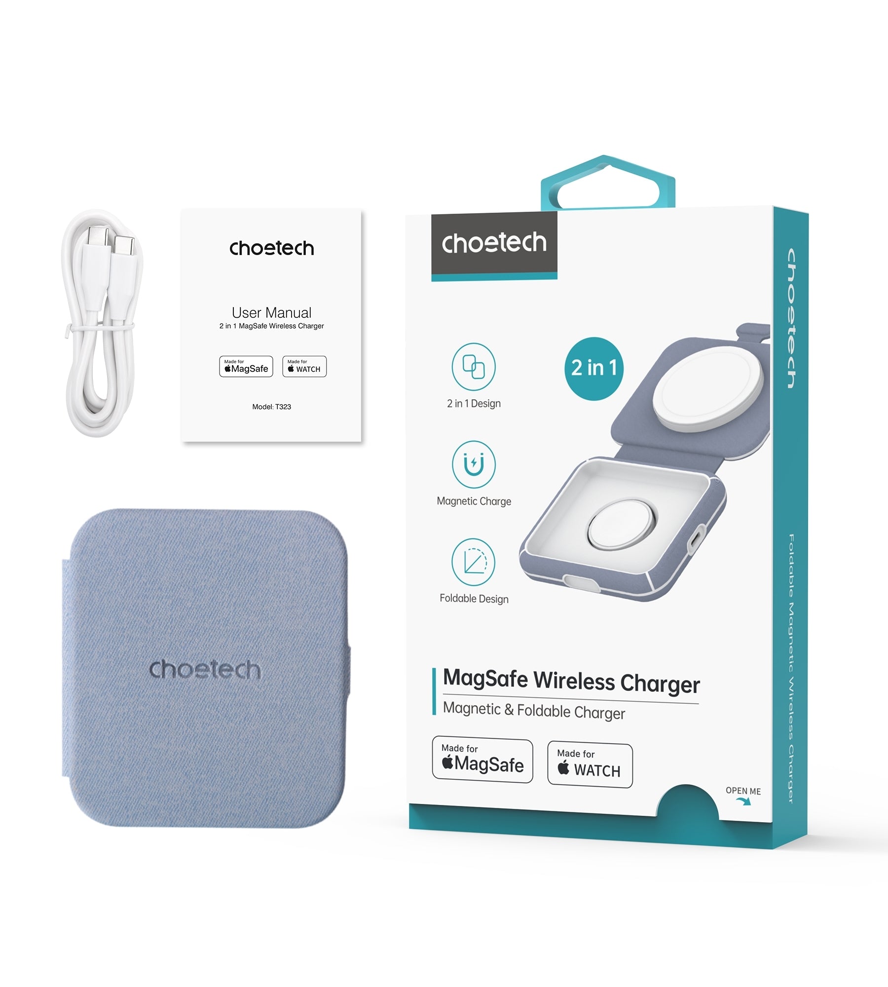 CHOETECH T323 2-in-1 Magsafe&MFI Wireless Charger V28-ELECHOT323