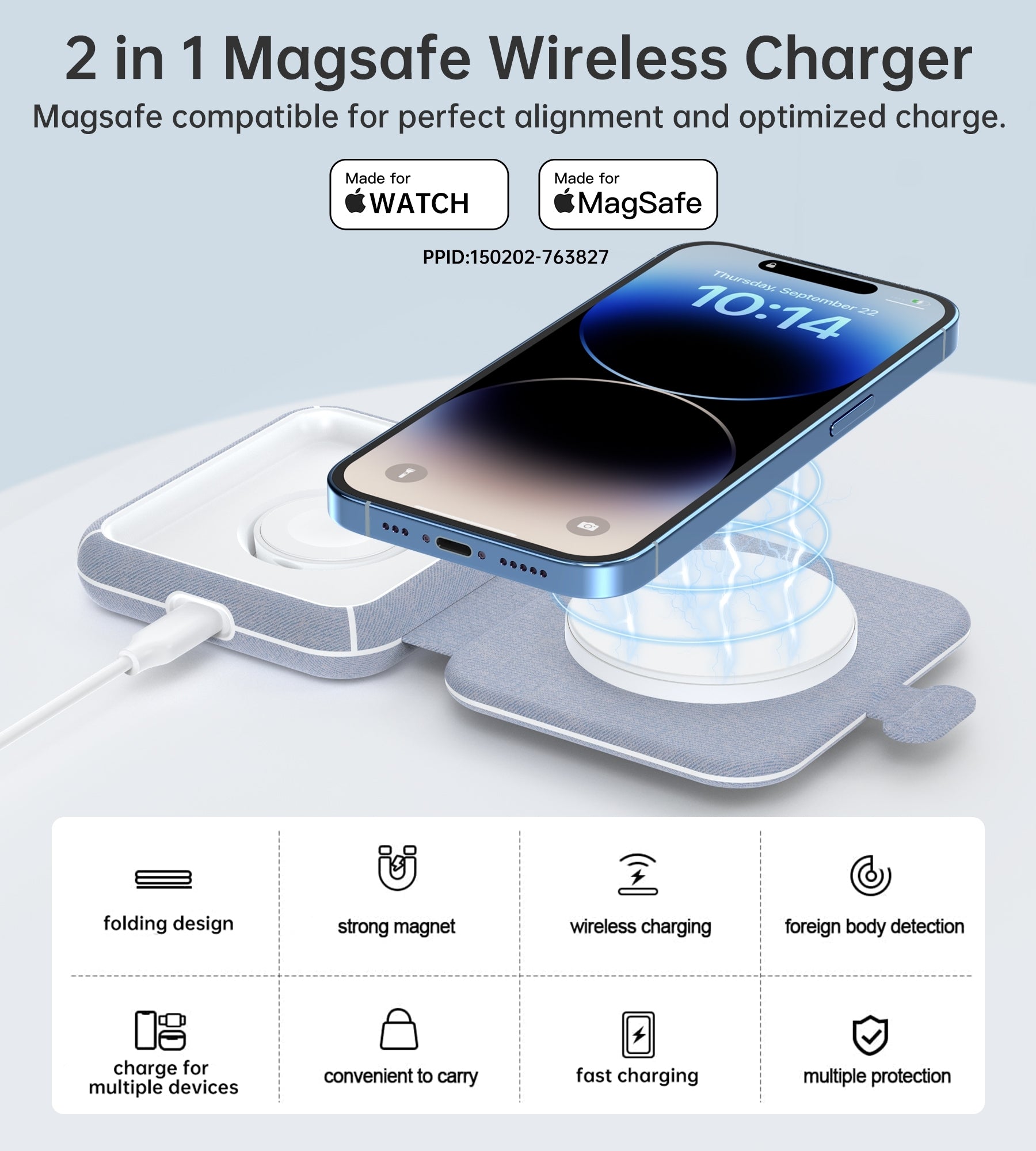 CHOETECH T323 2-in-1 Magsafe&MFI Wireless Charger V28-ELECHOT323