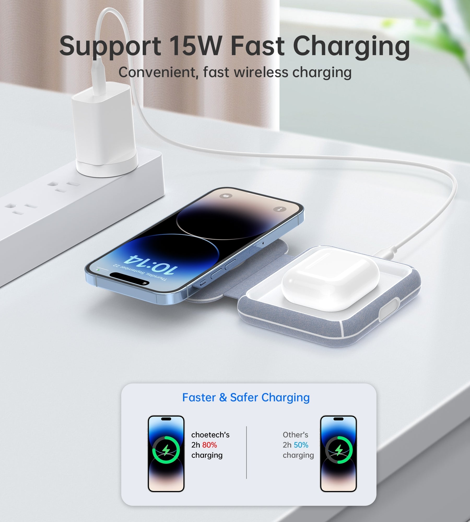 CHOETECH T323 2-in-1 Magsafe&MFI Wireless Charger V28-ELECHOT323