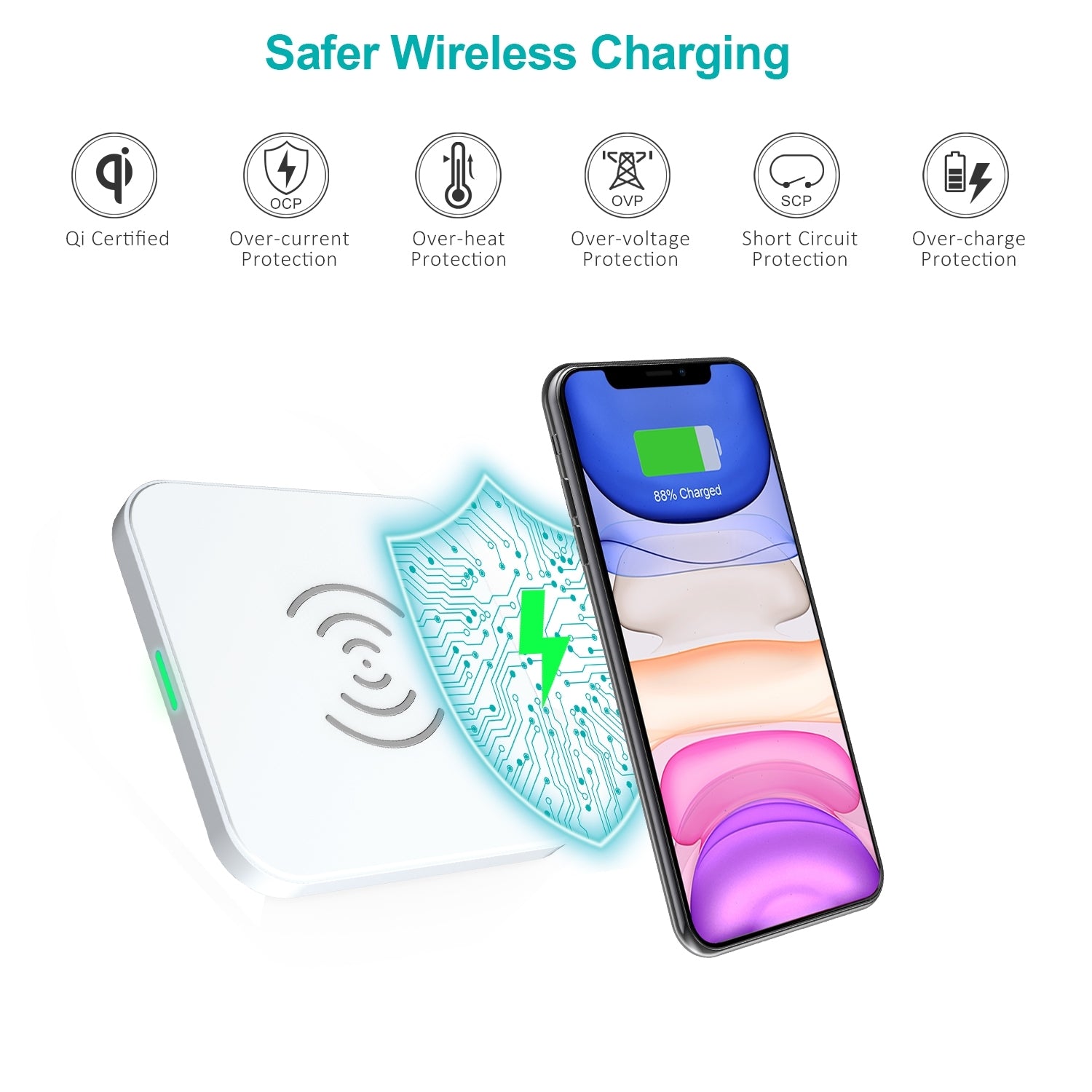 CHOETECH T511-S 10W/7.5W Fast Wireless Charger Pad (White) V28-ELECHOT511SWH