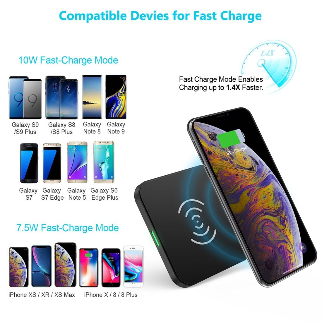 CHOETECH T511S 10W/7.5W Fast Wireless Charger Pad V28-ELECHOT511S