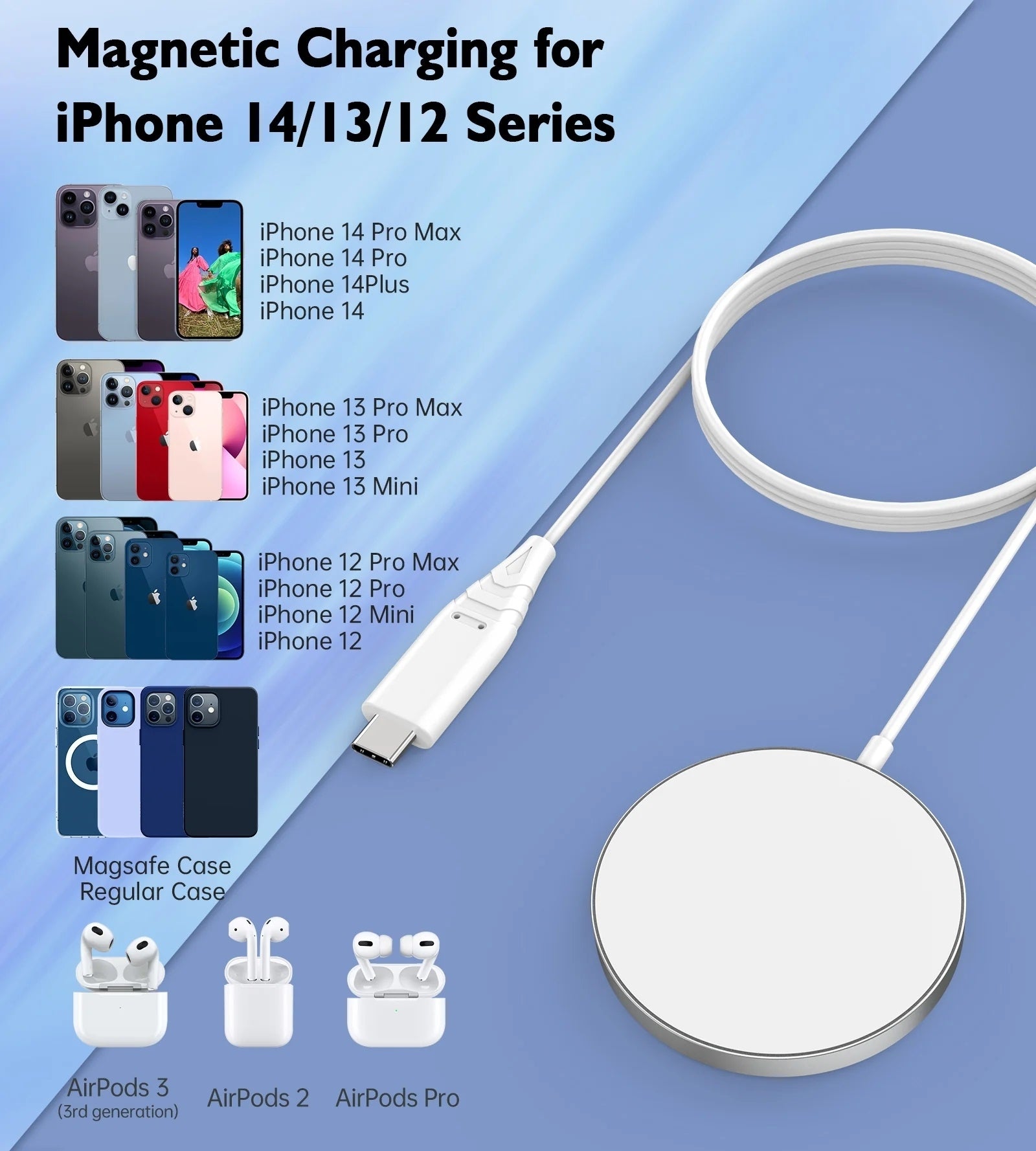 CHOETECH T518-F 15W Removable Wireless Magnetic Charger for iPhone12/13/14 V28-ELECHOT518F