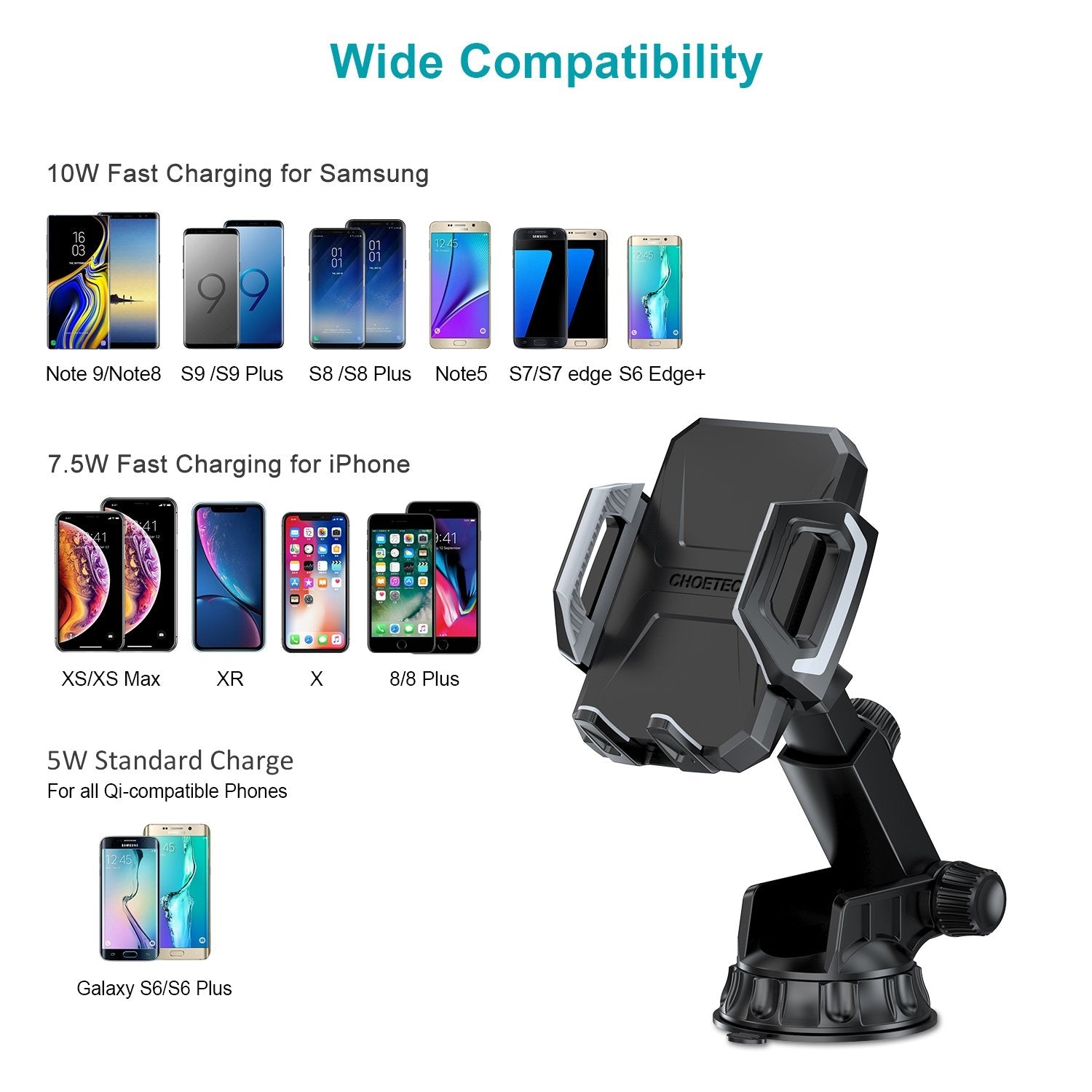 Choetech T521-S Fast Qi Wireless Car Charging Dock V28-ELECHOT521S