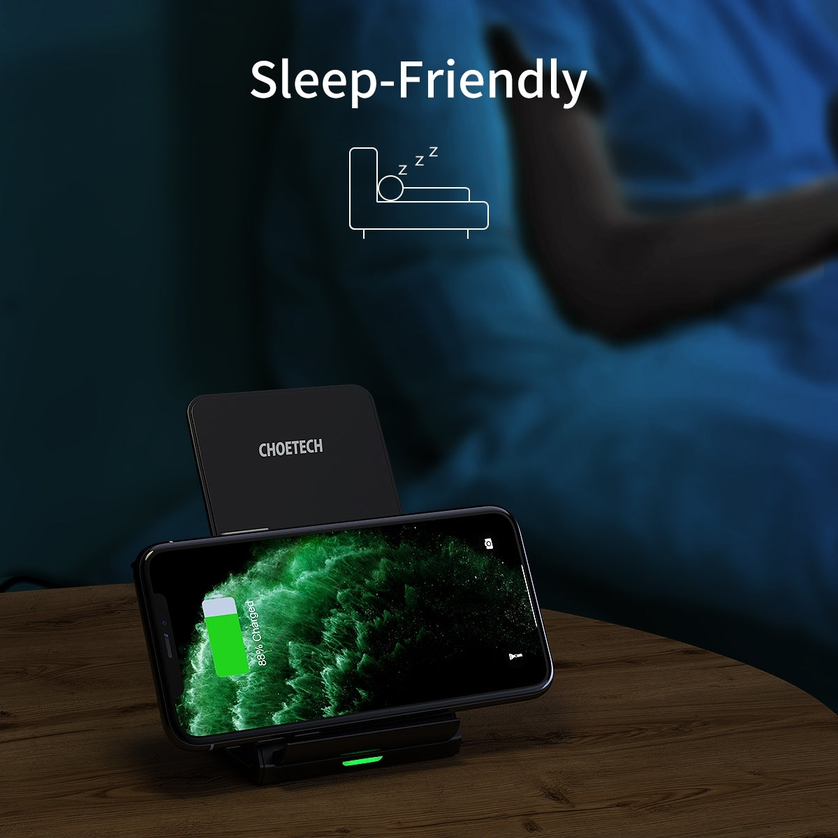 CHOETECH T524S 10W/7.5W Fast Wireless Charging Stand with AC Adapter V28-ELECHOT524SAU