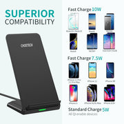 CHOETECH T524S 10W/7.5W Fast Wireless Charging Stand with AC Adapter V28-ELECHOT524SAU