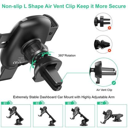 CHOETECH T536-S Fast Wireless Charging Car Mount Phone Holder V28-ELECHOT536S
