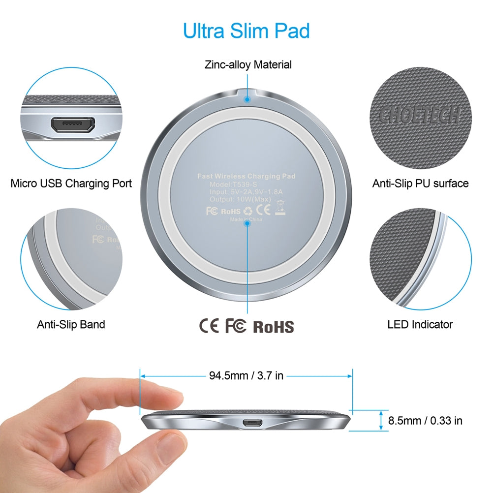 Choetech T539-S Fast Wireless Charger V28-ELECHOT539S