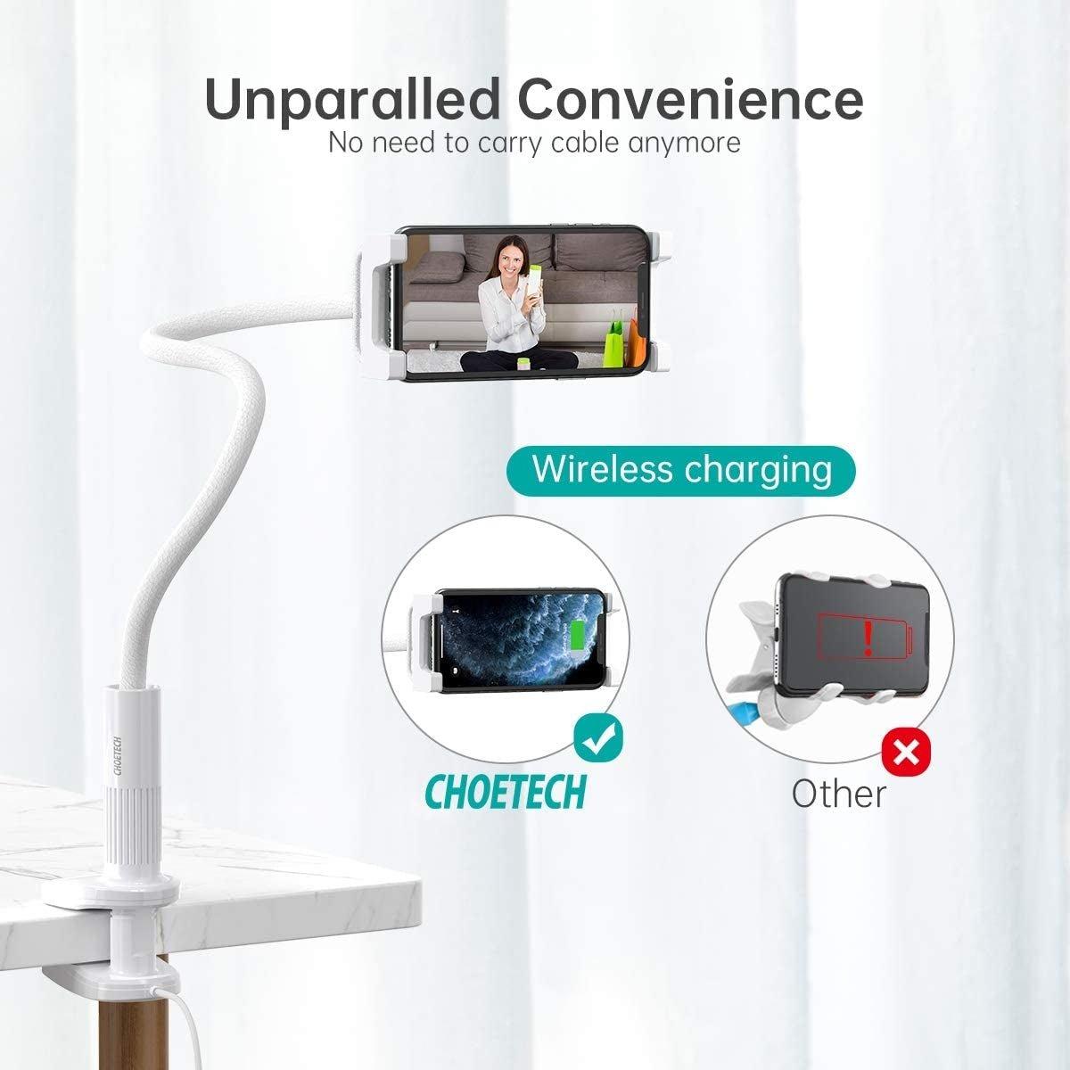CHOETECH T548-S Wireless Charger with Flexible Holder V28-ELECHOT548S