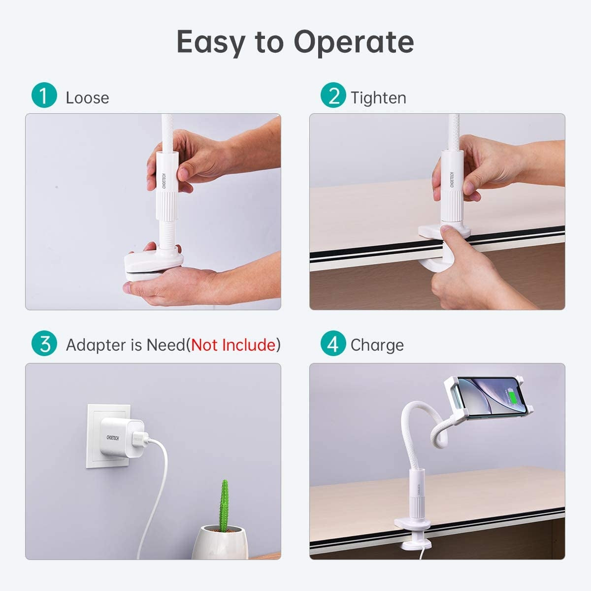 CHOETECH T548-S Wireless Charger with Flexible Holder V28-ELECHOT548S