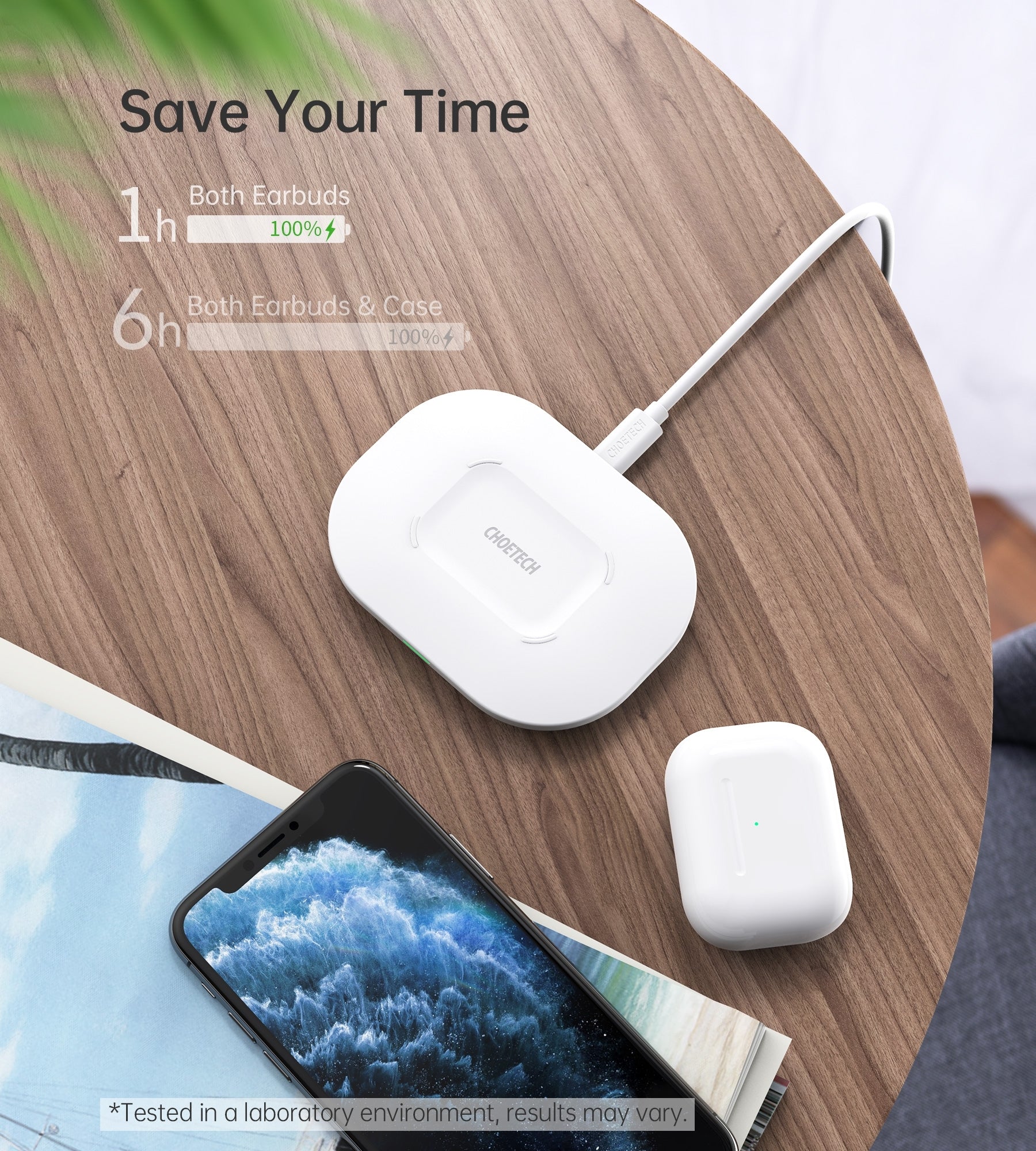 CHOETECH T550-F Airpods/Phone Wireless Fast Charging Pad V28-ELECHOT550F