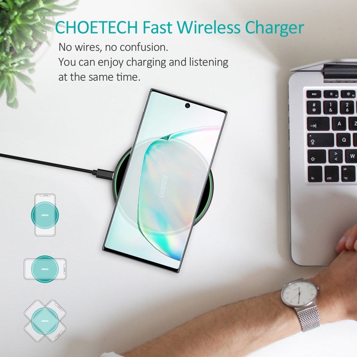CHOETECH T559-F 15W Wireless Charging Pad with AC Adapter V28-ELECHOT559F