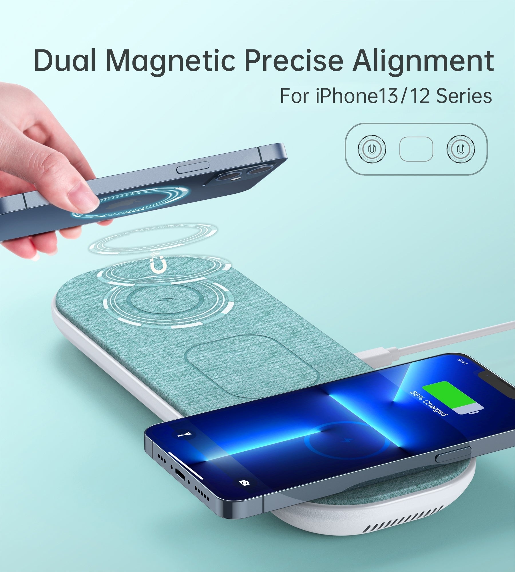 CHOETECH T569-S Magleap 3-in-1 Magnetic Wireless Charging pad with AC Adapter V28-ELECHOT569S